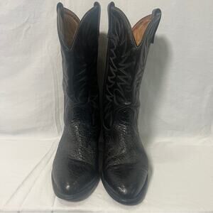 Palomino 932 Country Western Cowboy Boots Men Size 10D Black Leather Embroidered